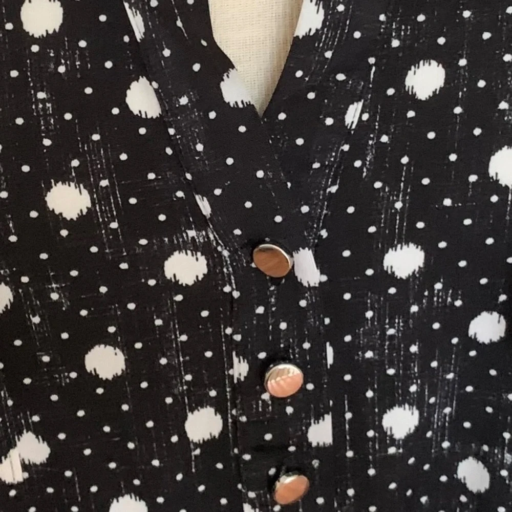 COCOMO 3X Black White 3/4 sleeve Plus Size women's Pintuck Blouse shirt